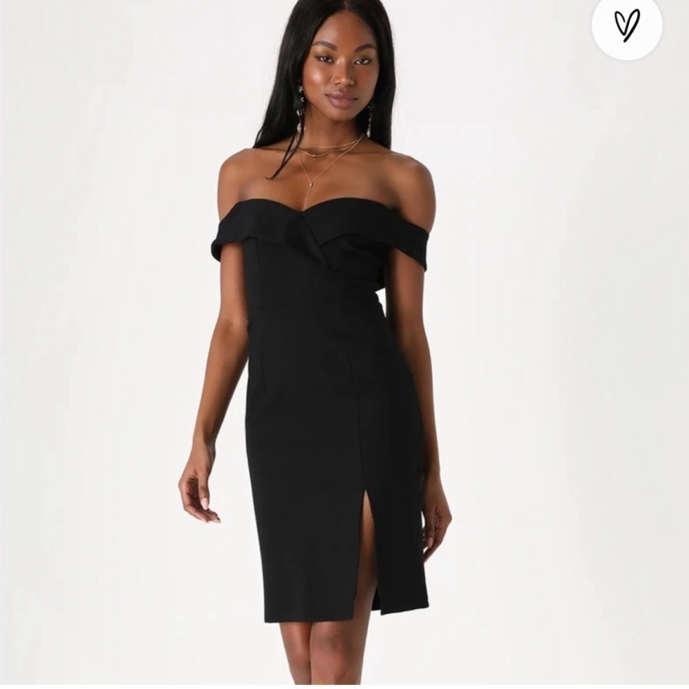 Lulu's Black Off-Shoulder Midi Dress